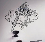 Máquina de tatuajes Tatuajes de pared Studio Salon Vinyl Sticker Home Room Interior Decor Shop Cool Art Mural 9 artículos opcionales