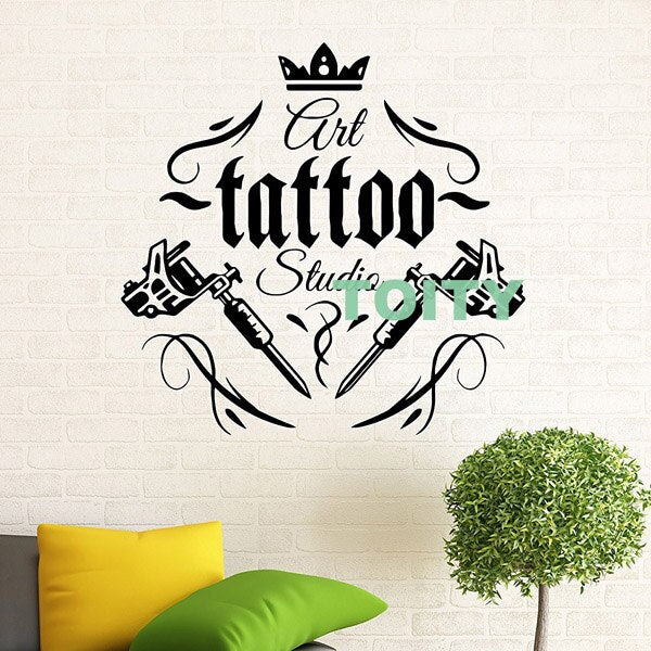 Máquina de tatuajes Tatuajes de pared Studio Salon Vinyl Sticker Home Room Interior Decor Shop Cool Art Mural 9 artículos opcionales
