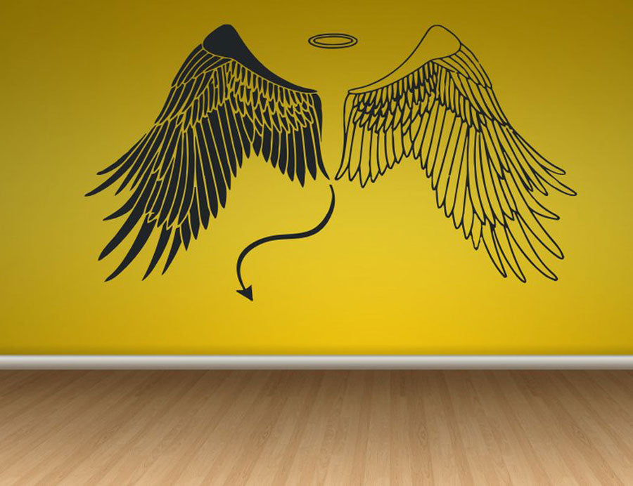 Ángel Demonio Alas Malvadas Cielo Infierno Paraíso Etiqueta de La Pared de Vinilo Habitación Interior Decoración Mural Autoadhesiva Calcomanía 3346