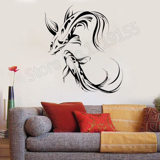 YOYOYU Koi Carp Asiático Japonés Peces Budismo Pegatinas de Pared de Vinilo Removible Moderno Decoración Del Hogar Interior Mural Regalo Único DIYZW339