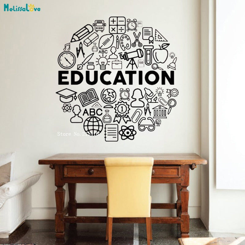 Educación Calcomanía de pared Etiqueta de vinilo Escuela de la escuela Hogar Oficina Arte Diseño Murales Aula Interior Murales removibles YT1170